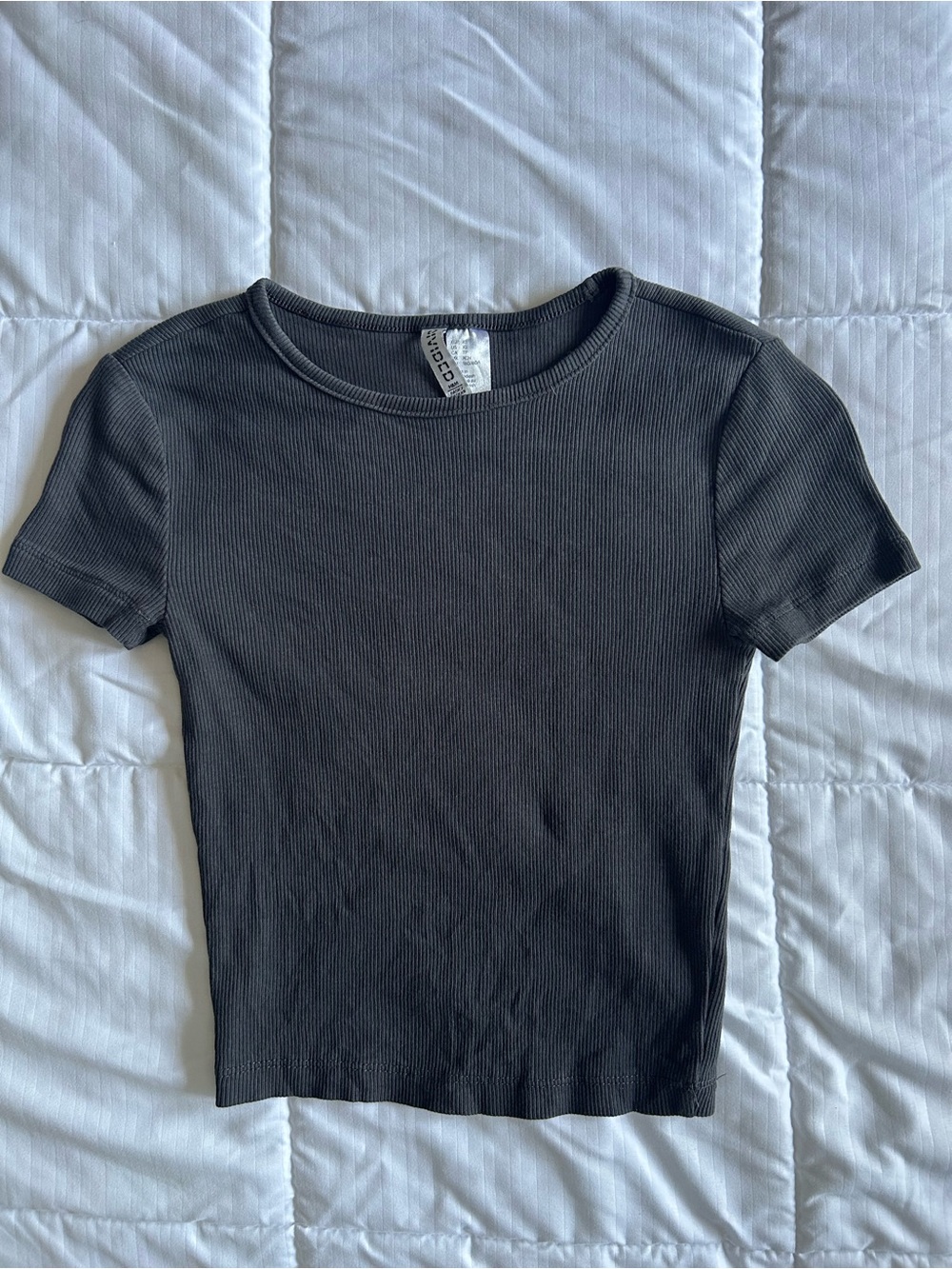 H&M Black Ribbed Short Sleeve Tee
